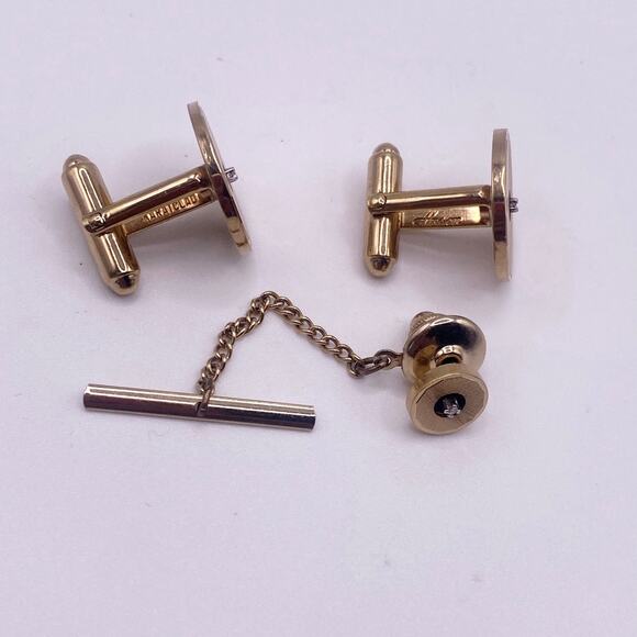 Anson Vintage Karatclad Cufflinks and Tie Tack - Picture 4 of 6